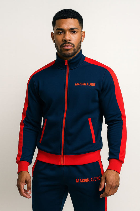Maison Alure Navy & Red Tracksuit Set